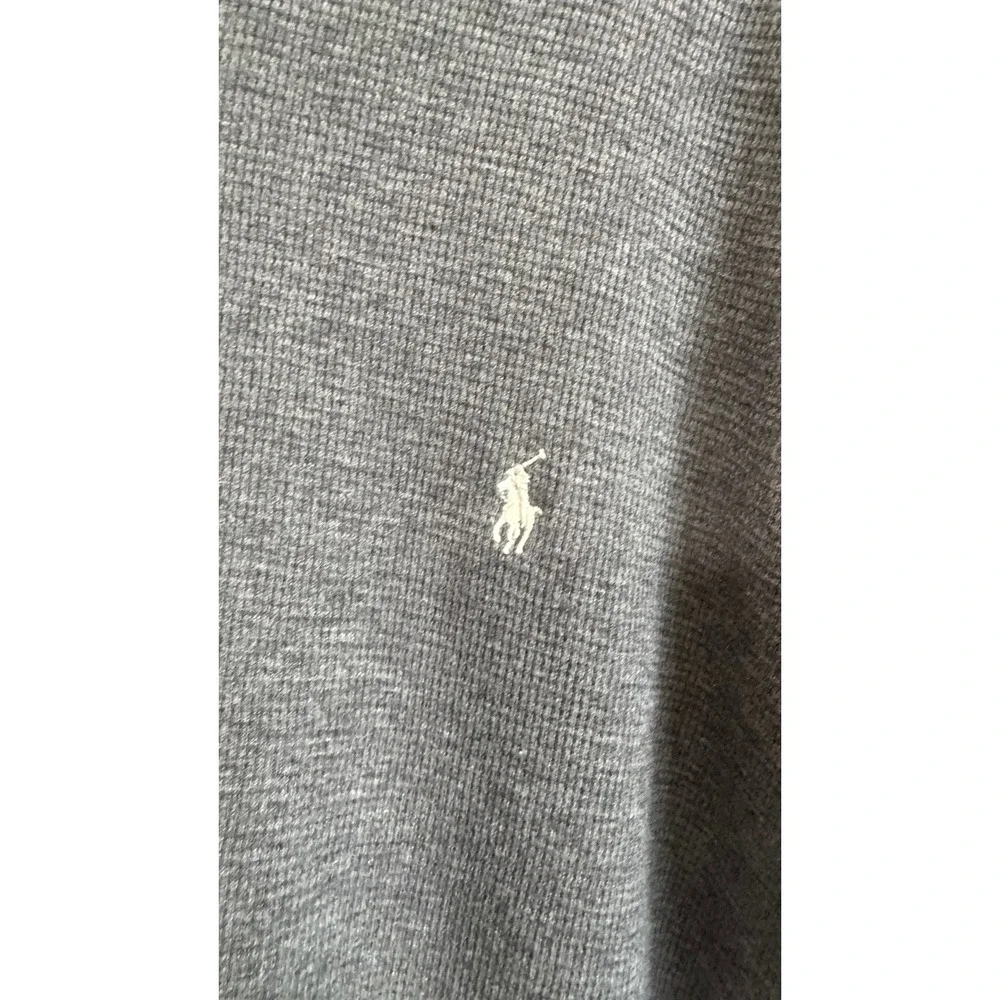 Polo Ralph Lauren Thermal Shirt Men XL Gray V-Neck Waffle Knit Pony Logo NEW